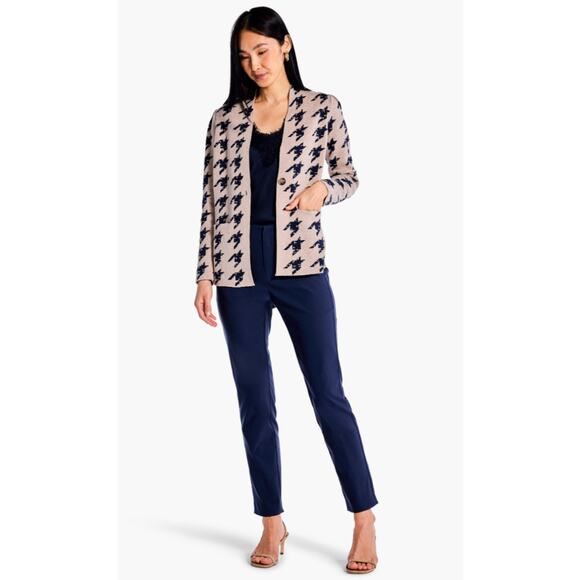 Nic + Zoe HOUNDSTOOTH FEMME SLEEVE KNIT JACKET NWT $180 size‎ small - Picture 1 of 10